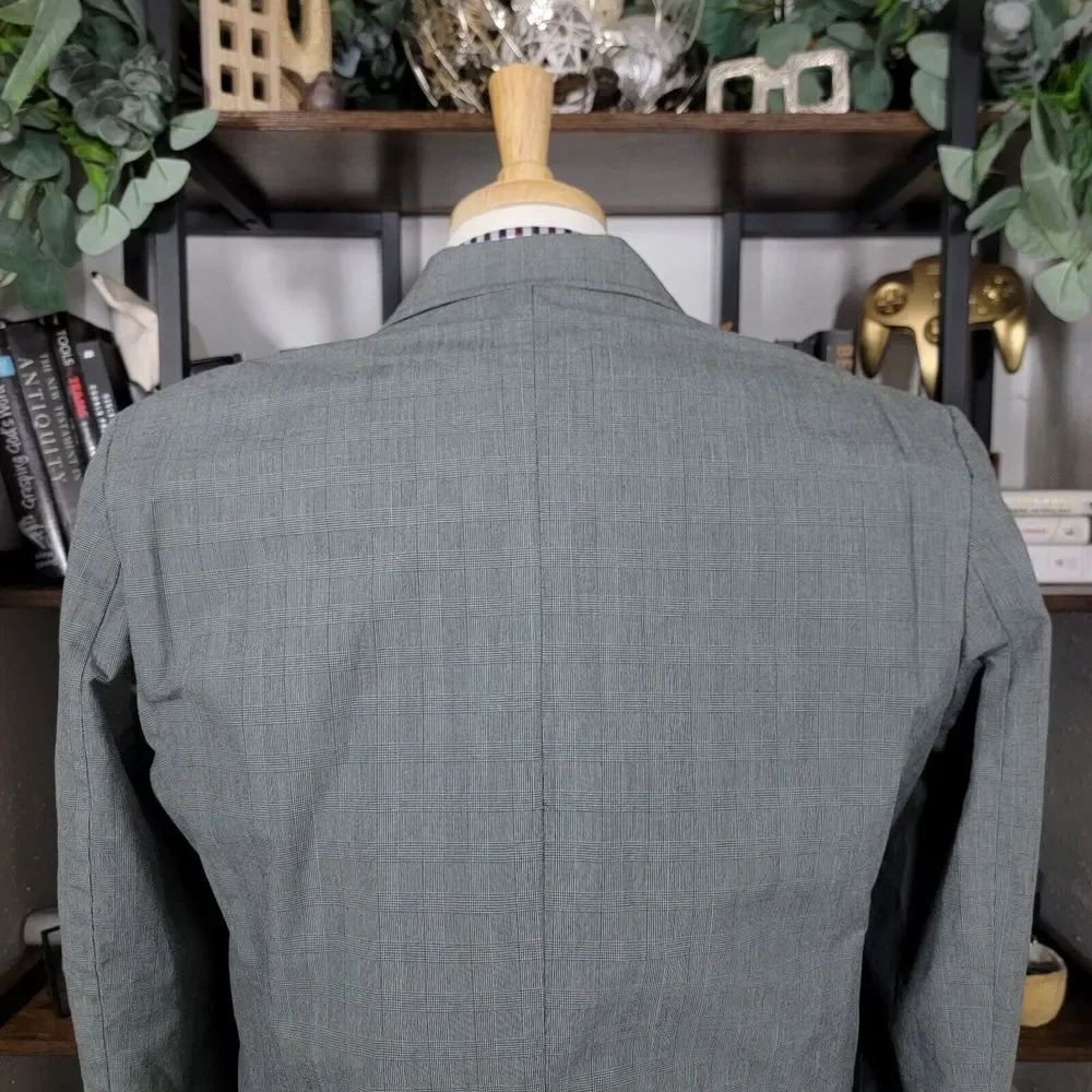 Express Men's Sport Coat‎ Blazer Two Button Gray Plaid Cotton Size 42L